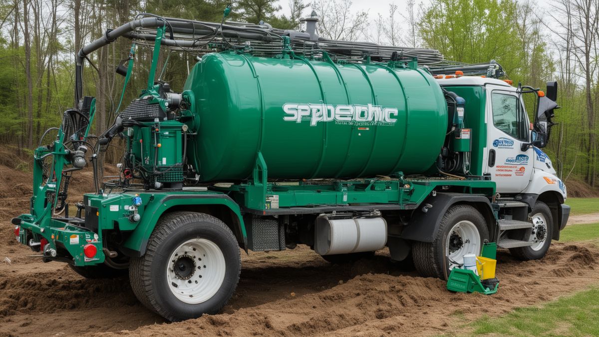 Professional septic maintenance team with specialized equipment